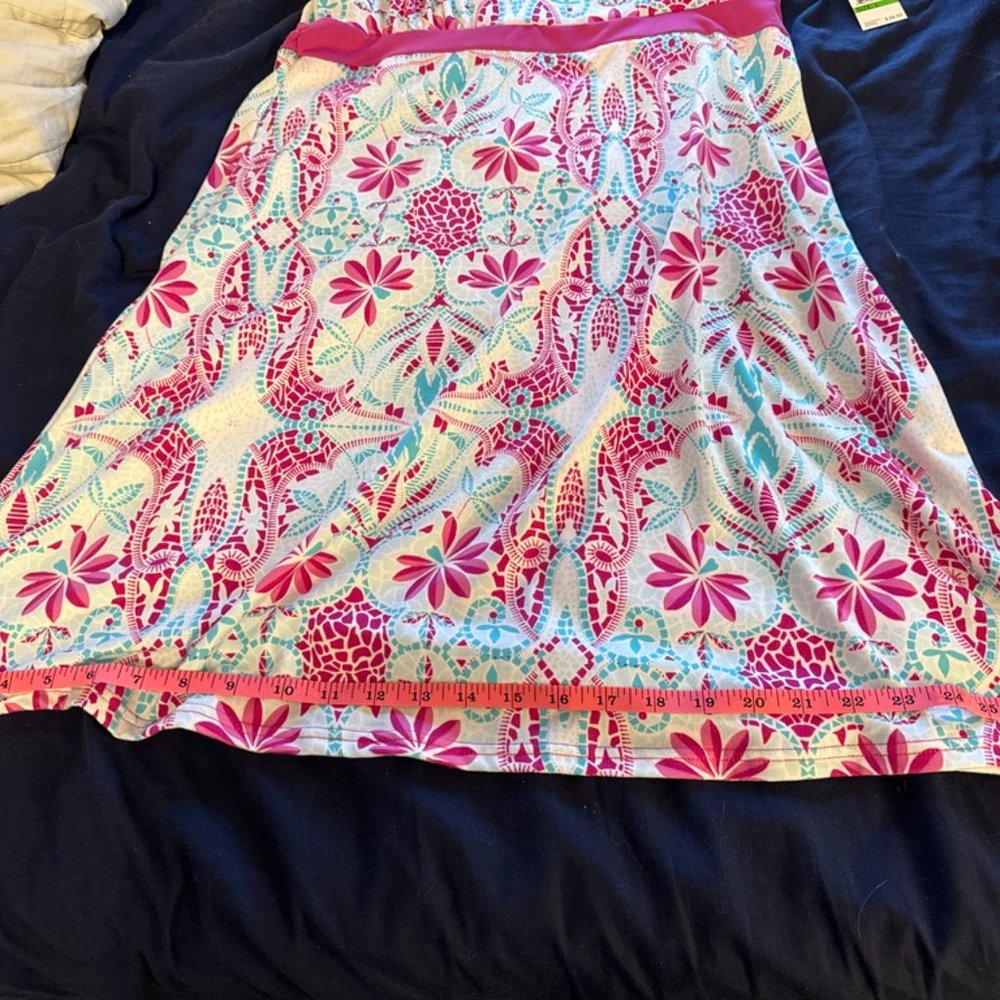 Lola Womens Surplice Neckline Sleeveless Pink Floral A Line Summer Dress Size L - Picture 7 of 9